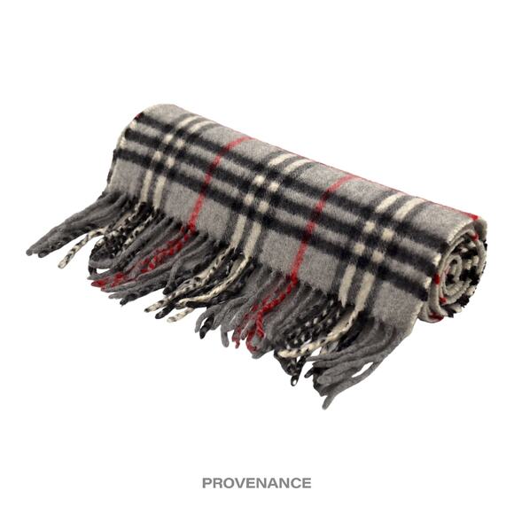 🔴 Burberry Scarf - Nova Check Grey Cashmere - Picture 3 of 5